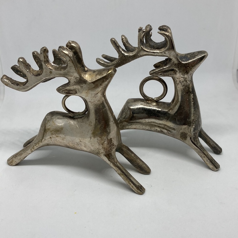 Two Metal/Steel Reindeer Christmas Ornaments